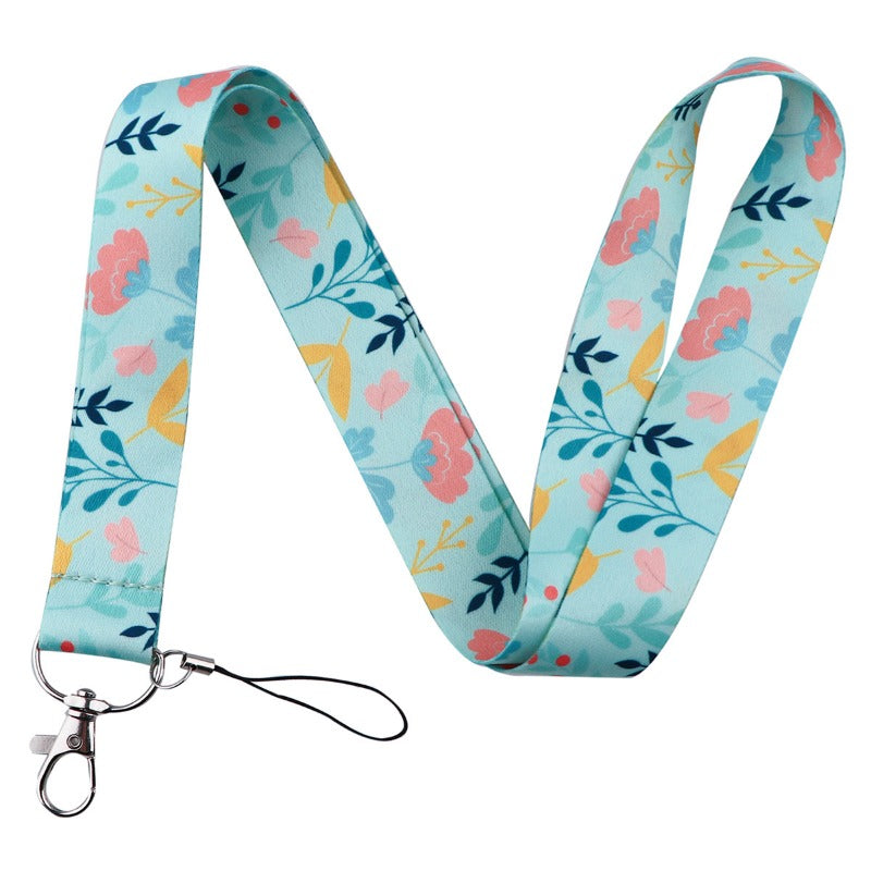 Wholesale 10pcs Small Daisy Lavender Flower Mobile Phone Lanyard Long Camera Work ID Durable Neck Lanyard